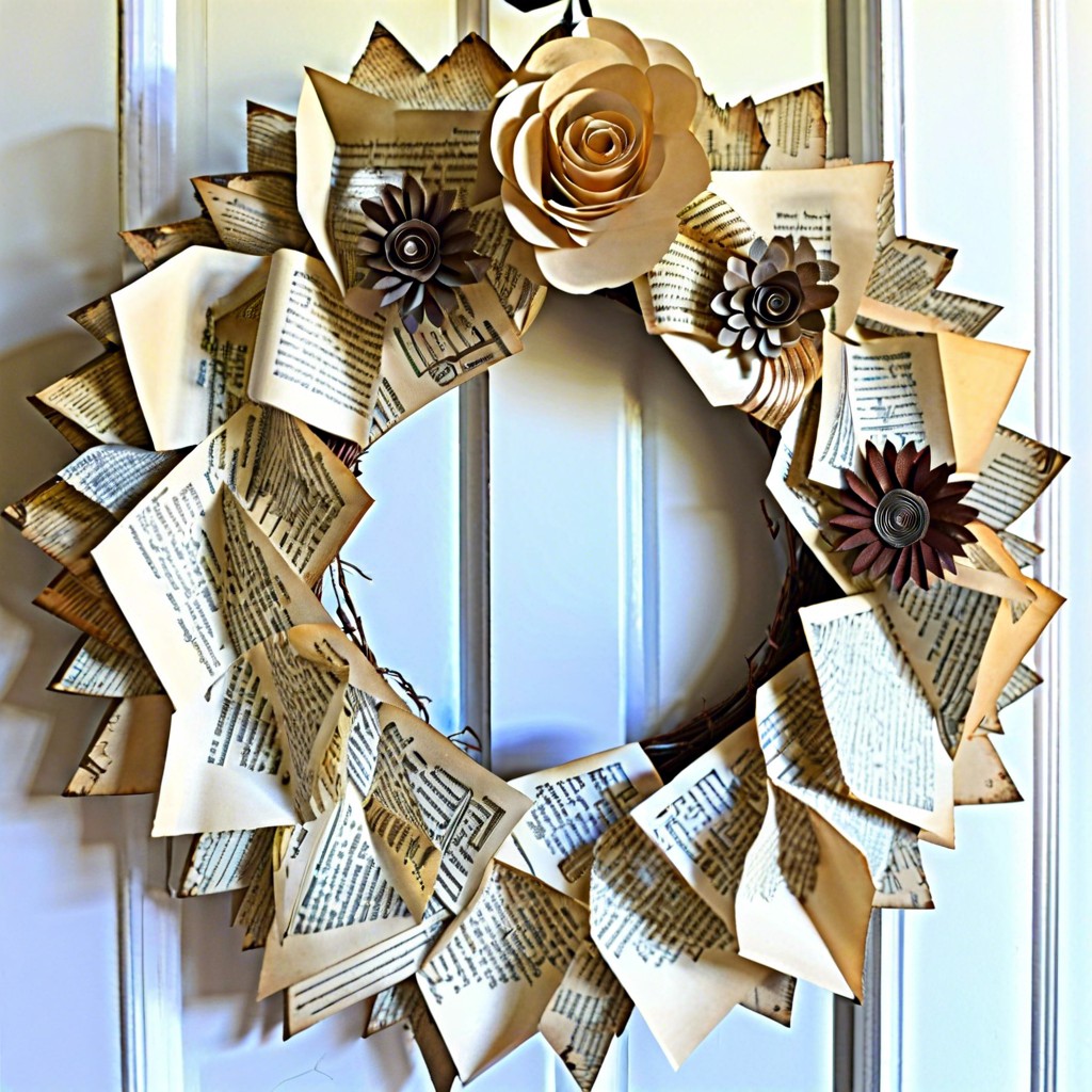 upcycled book page wreath