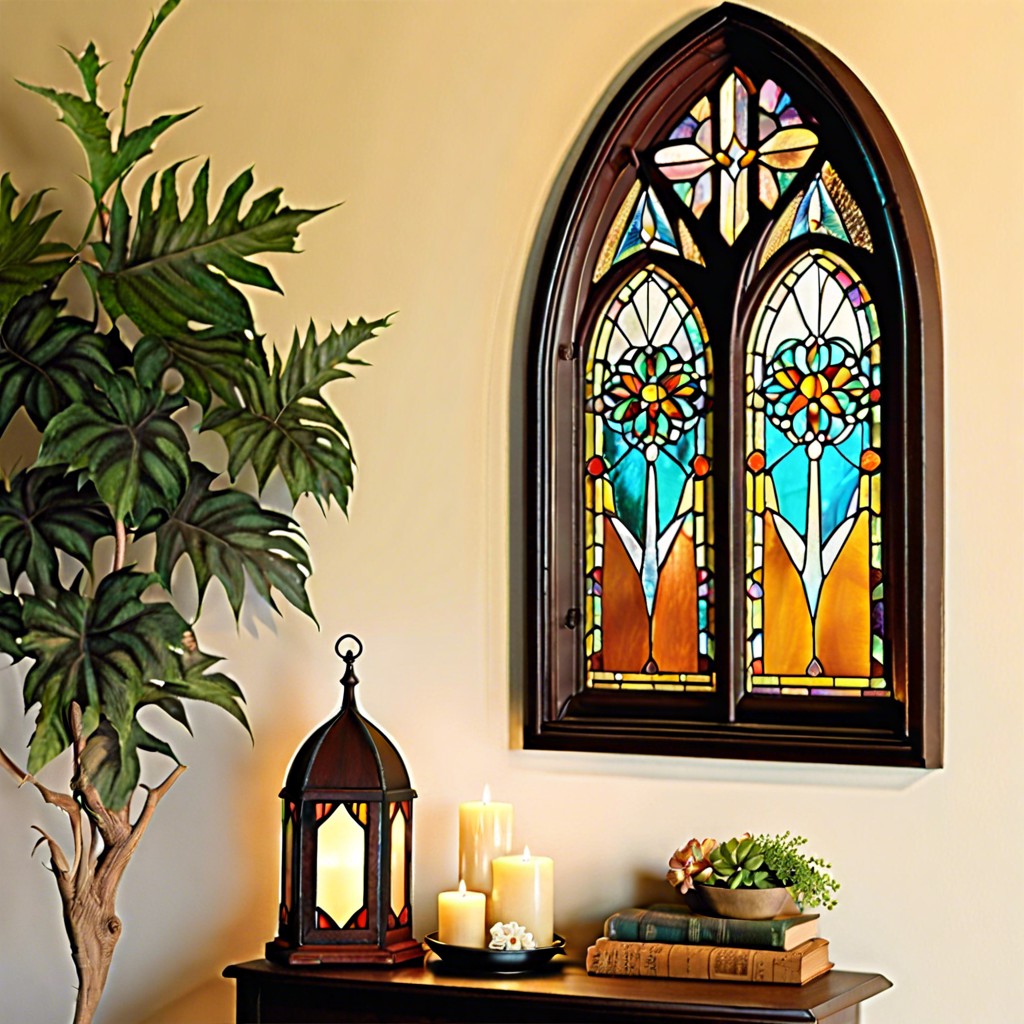 upcycled vintage window into cathedral art