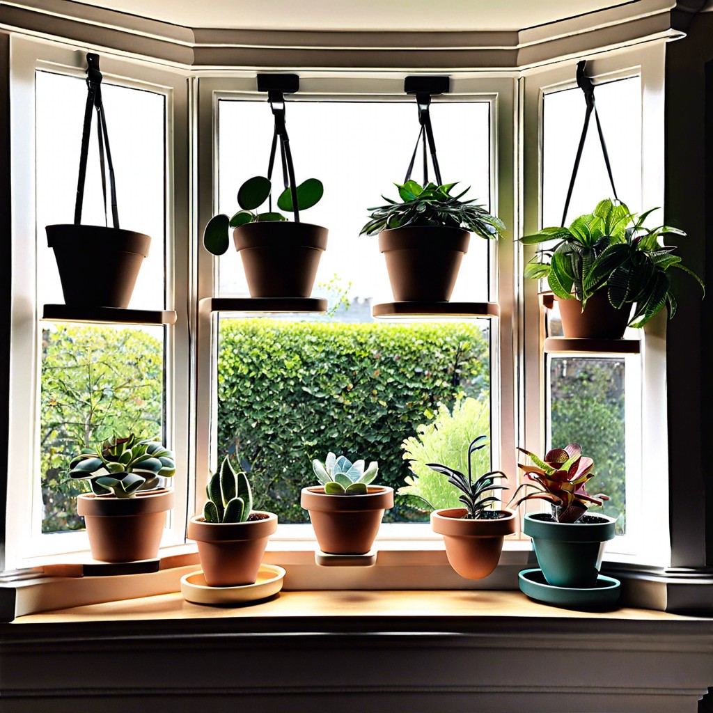 use suction cup shelves for small pots