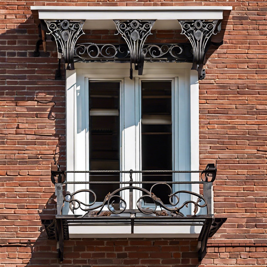 vintage wrought iron overhangs