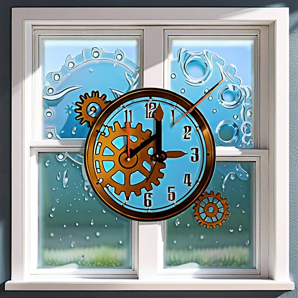 window cling clock – a working clock design with moving parts