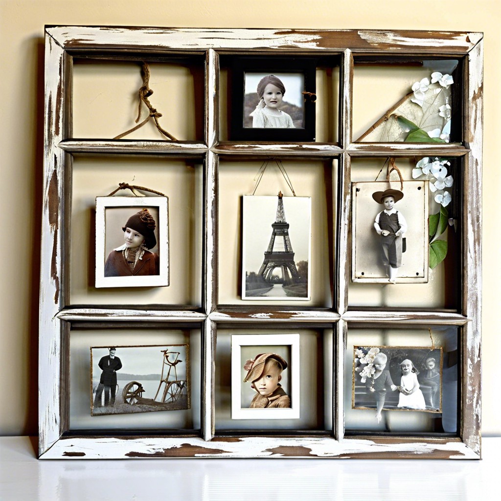 window frame with transparent photos for a unique display