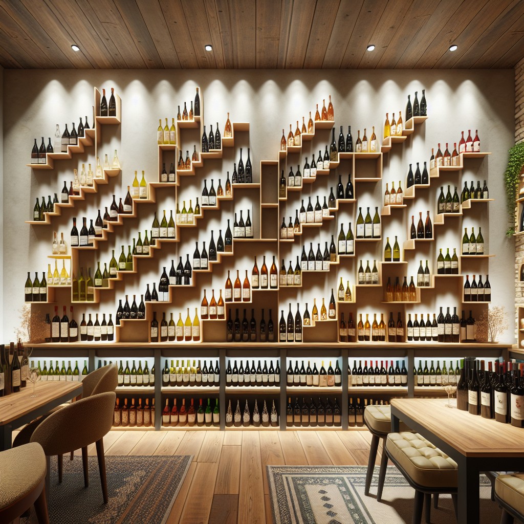 wine bottle ascent wall staggered shelving