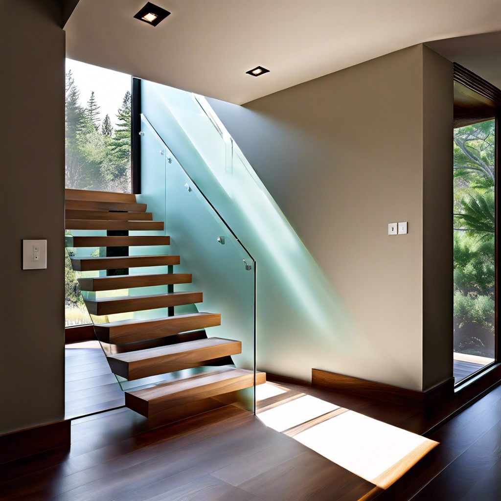 zen style frosted staircase windows