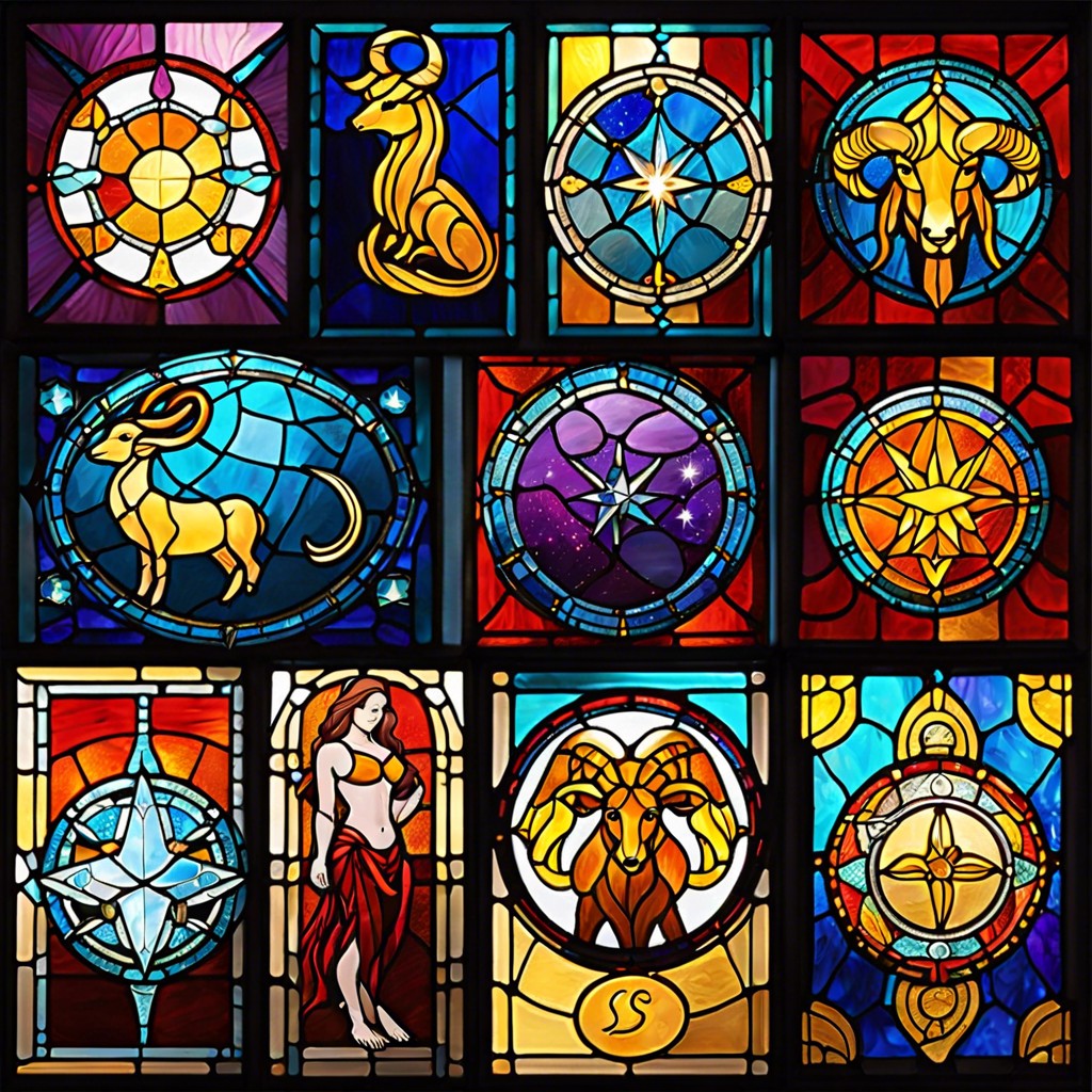 zodiac sign stained glass ornaments