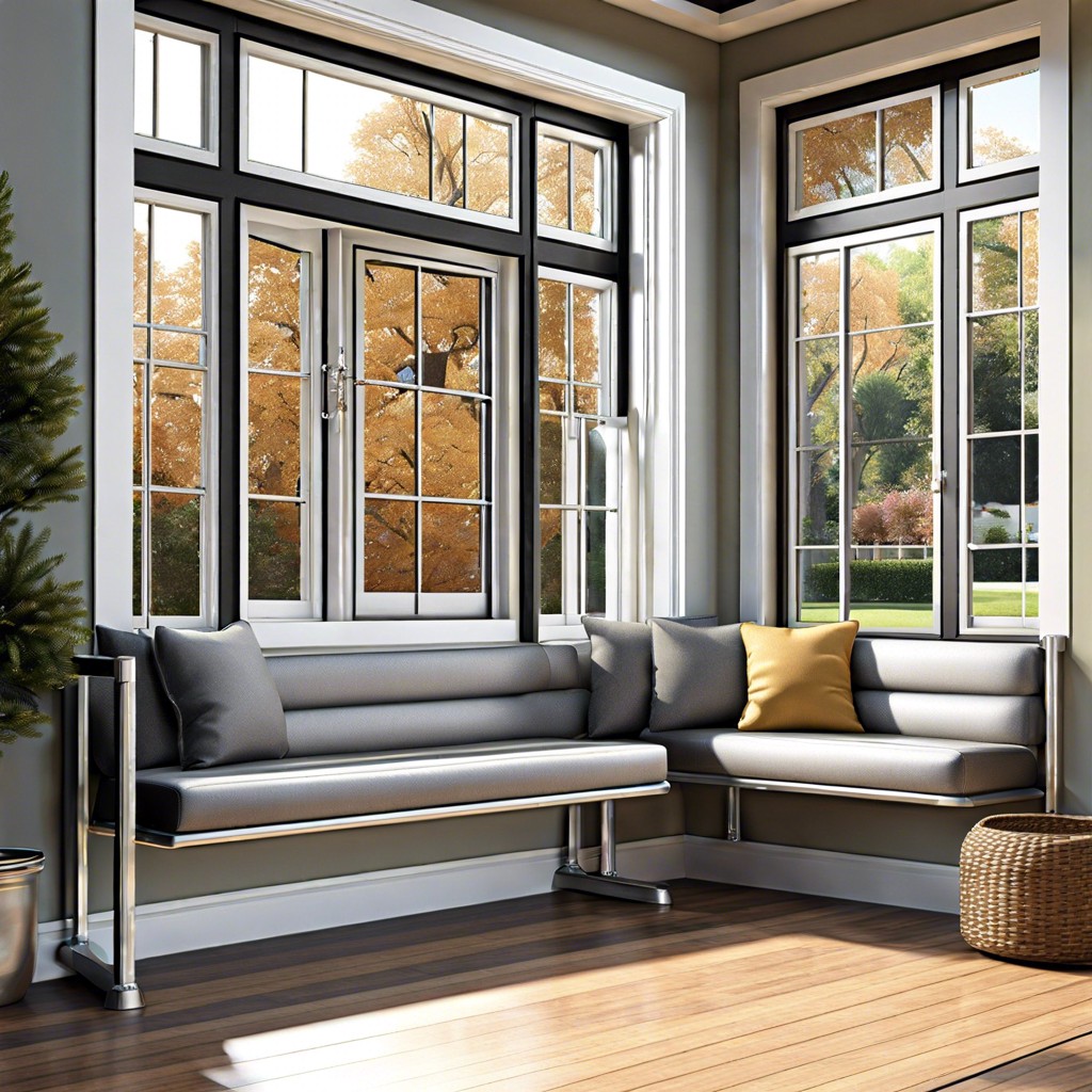 aluminum bay windows with a seating area