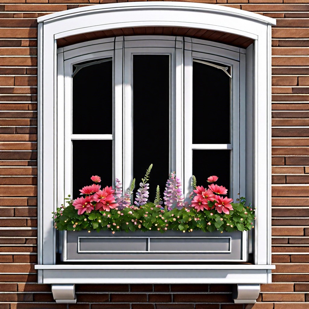 aluminum bay windows with bronze finished flower boxes