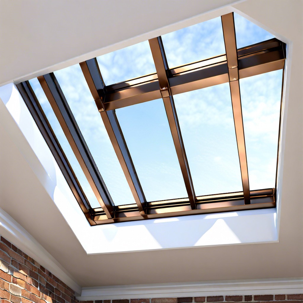 aluminum skylight frames with an antique bronze finish