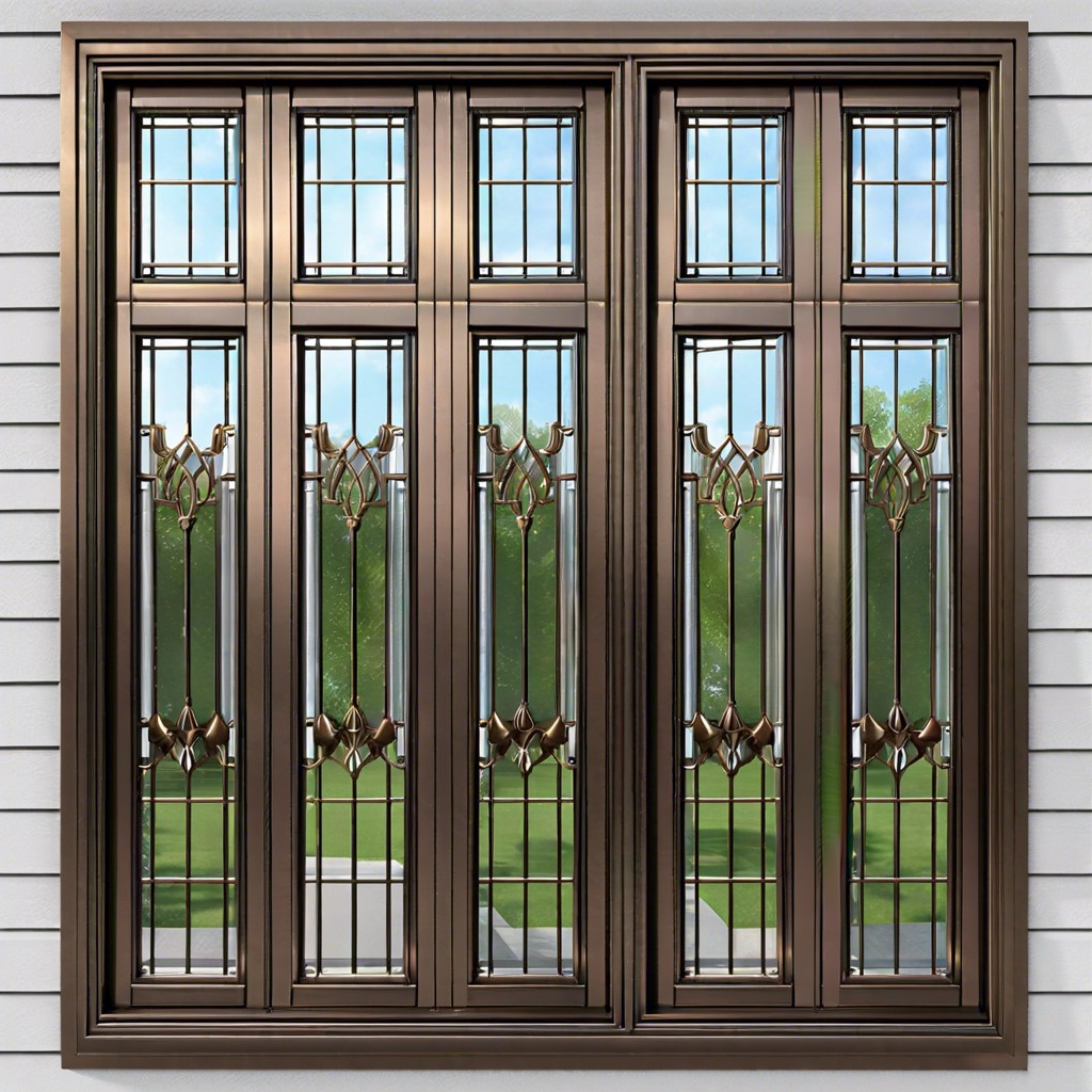 aluminum windows with bronze decorative grilles