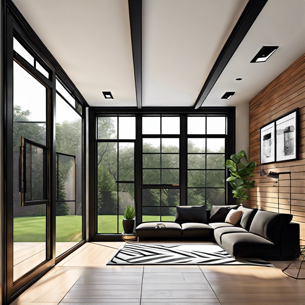 angular black window designs for contemporary homes