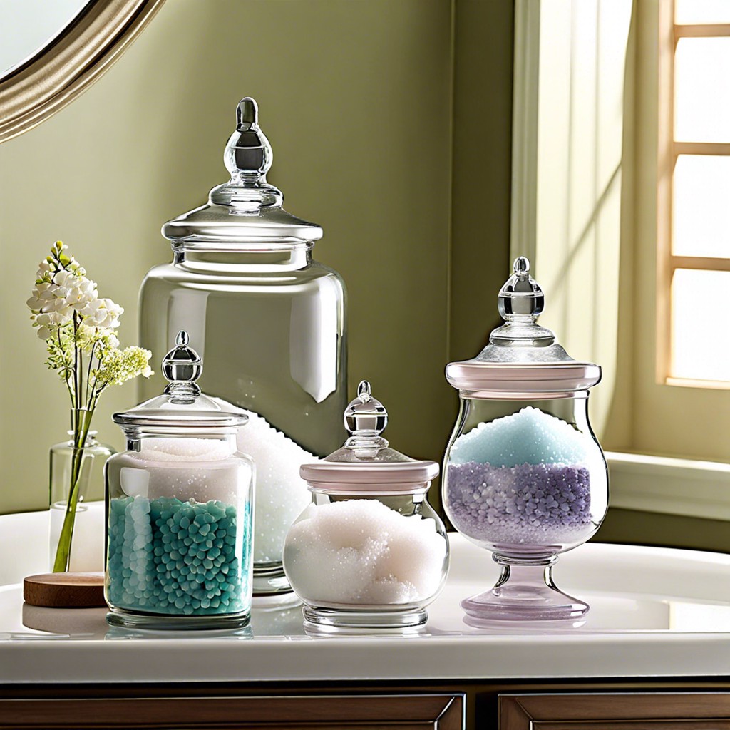 apothecary jars with bath salts