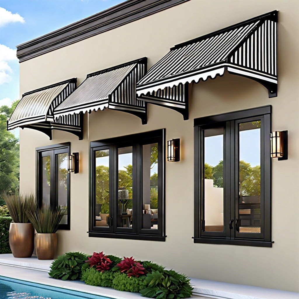 art deco patterned aluminum awnings for a retro vibe