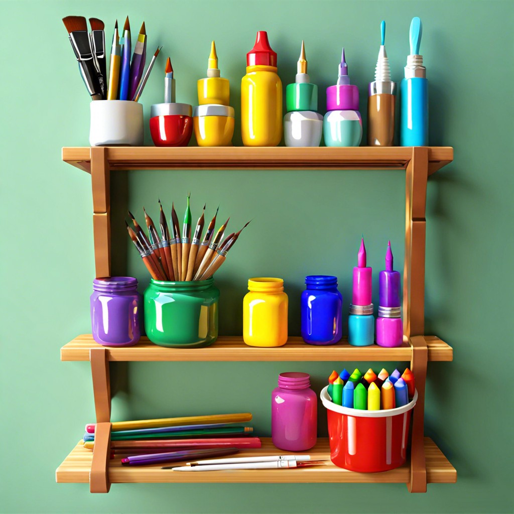 artistic display window desk add shelving around the window where art supplies are visibly organized and easy to reach