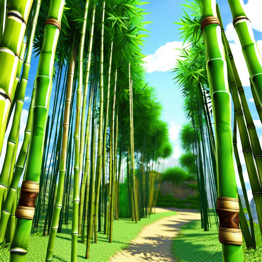 bamboo poles with hanging vines