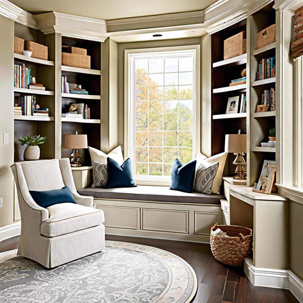 bay windows with a cozy reading nook