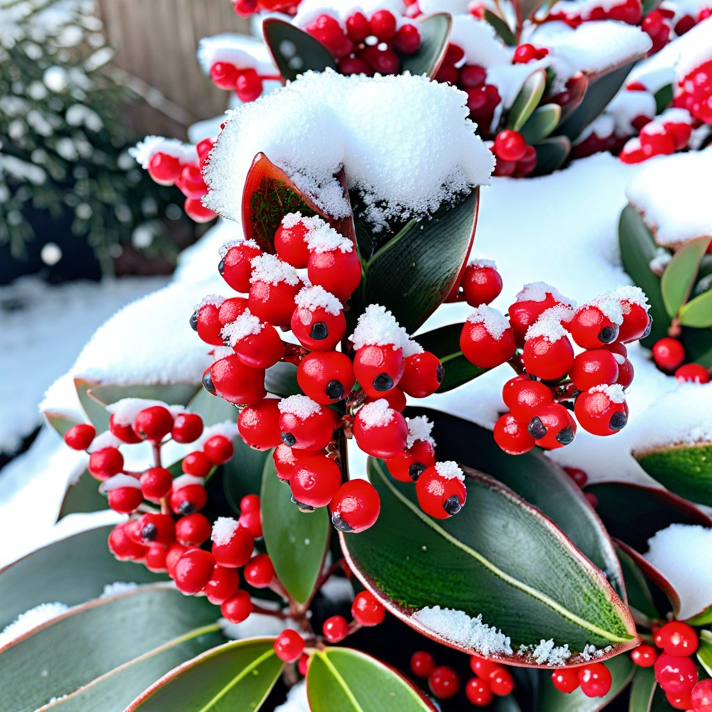 berry bright skimmia japonica with red winter berries