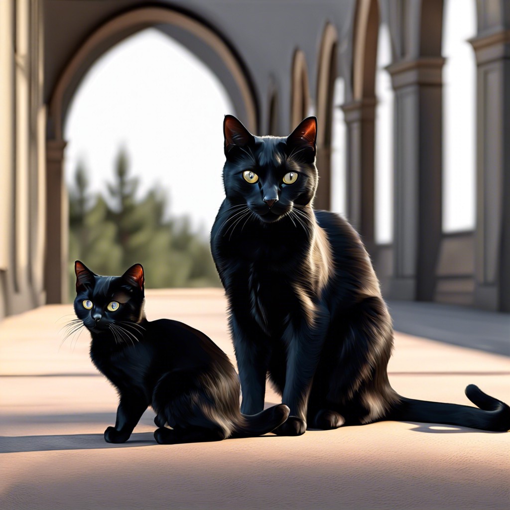 black cats with arched backs