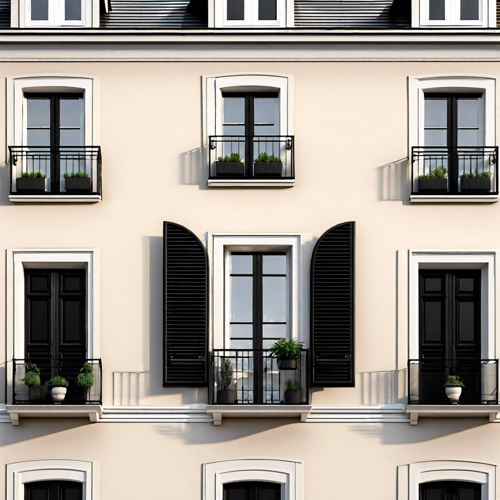 black french windows opening to a balcony