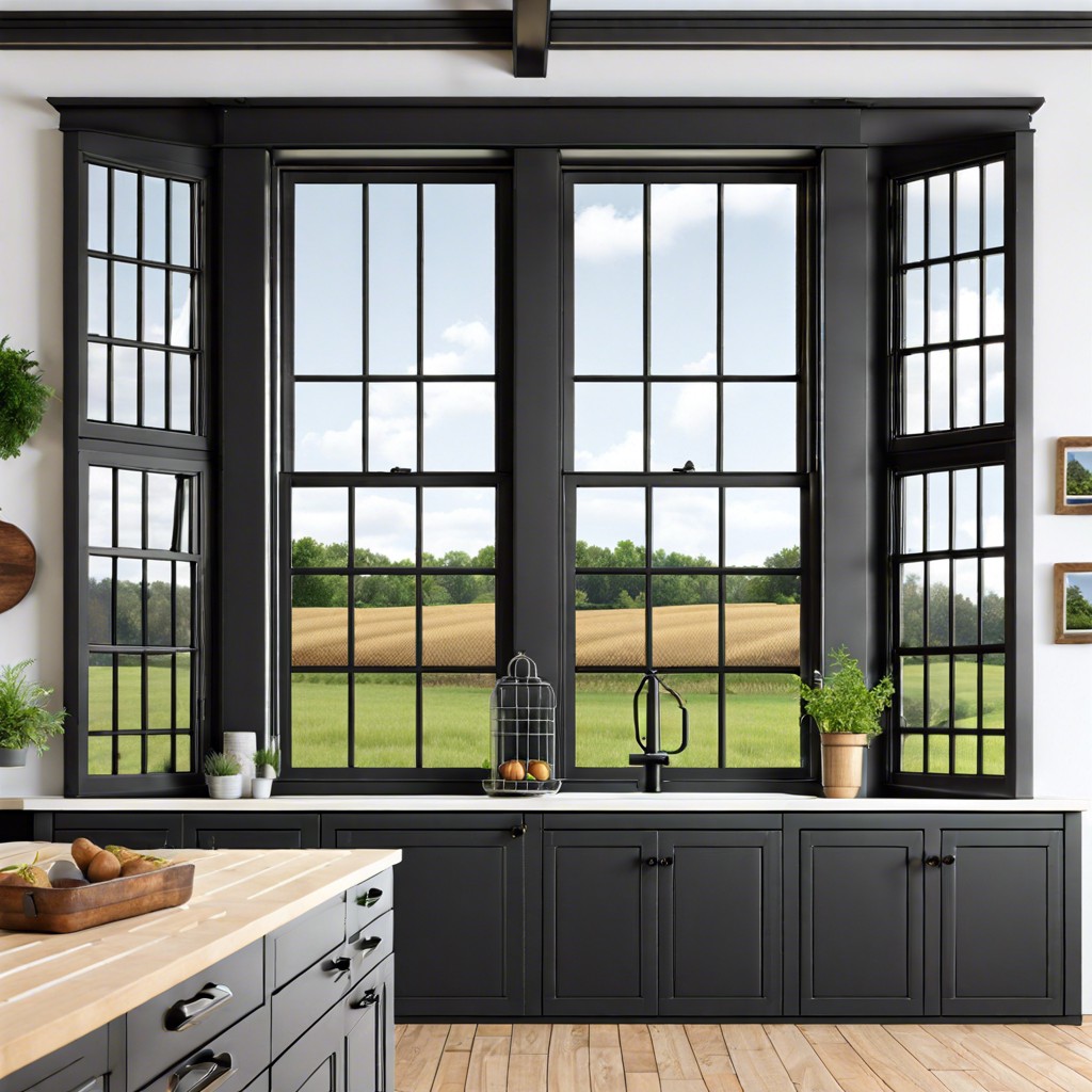 black grid style windows for a modern farmhouse look