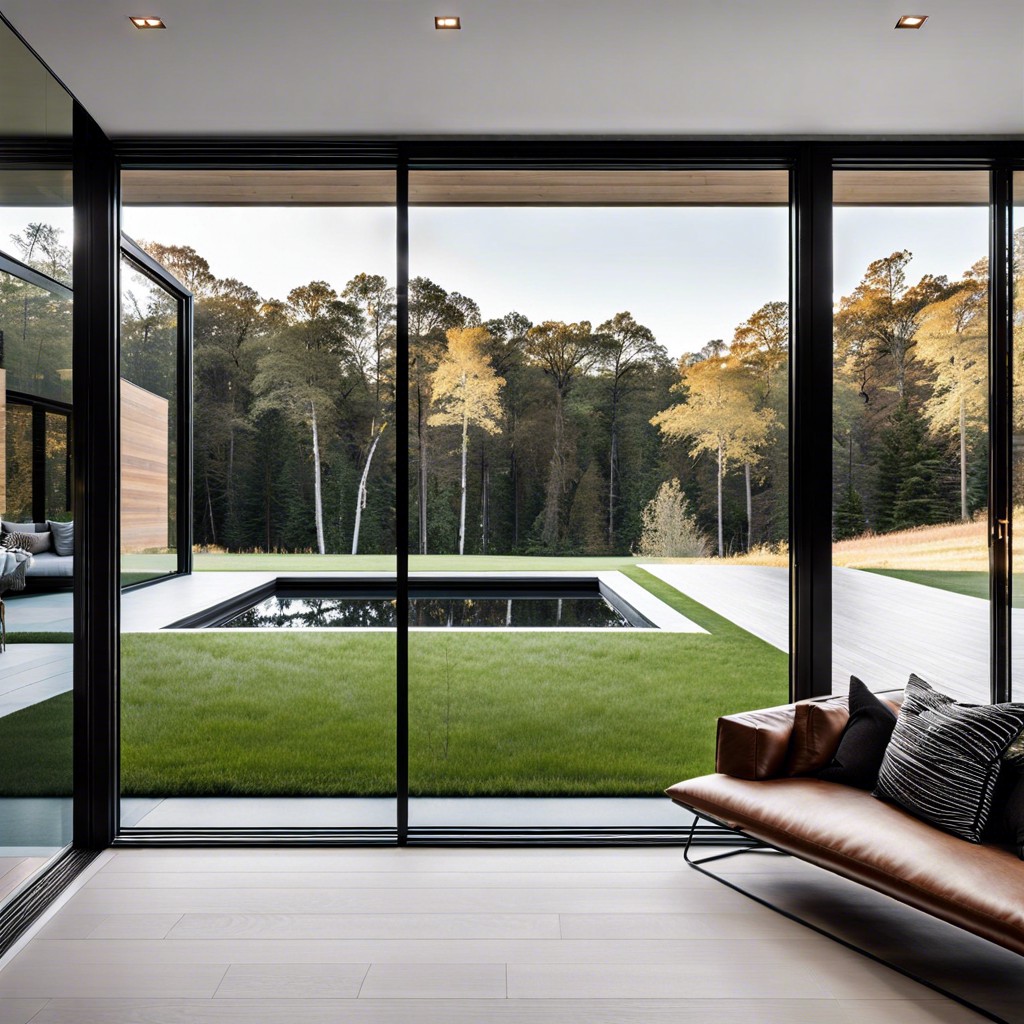 black picture windows with minimal frames for uninterrupted views