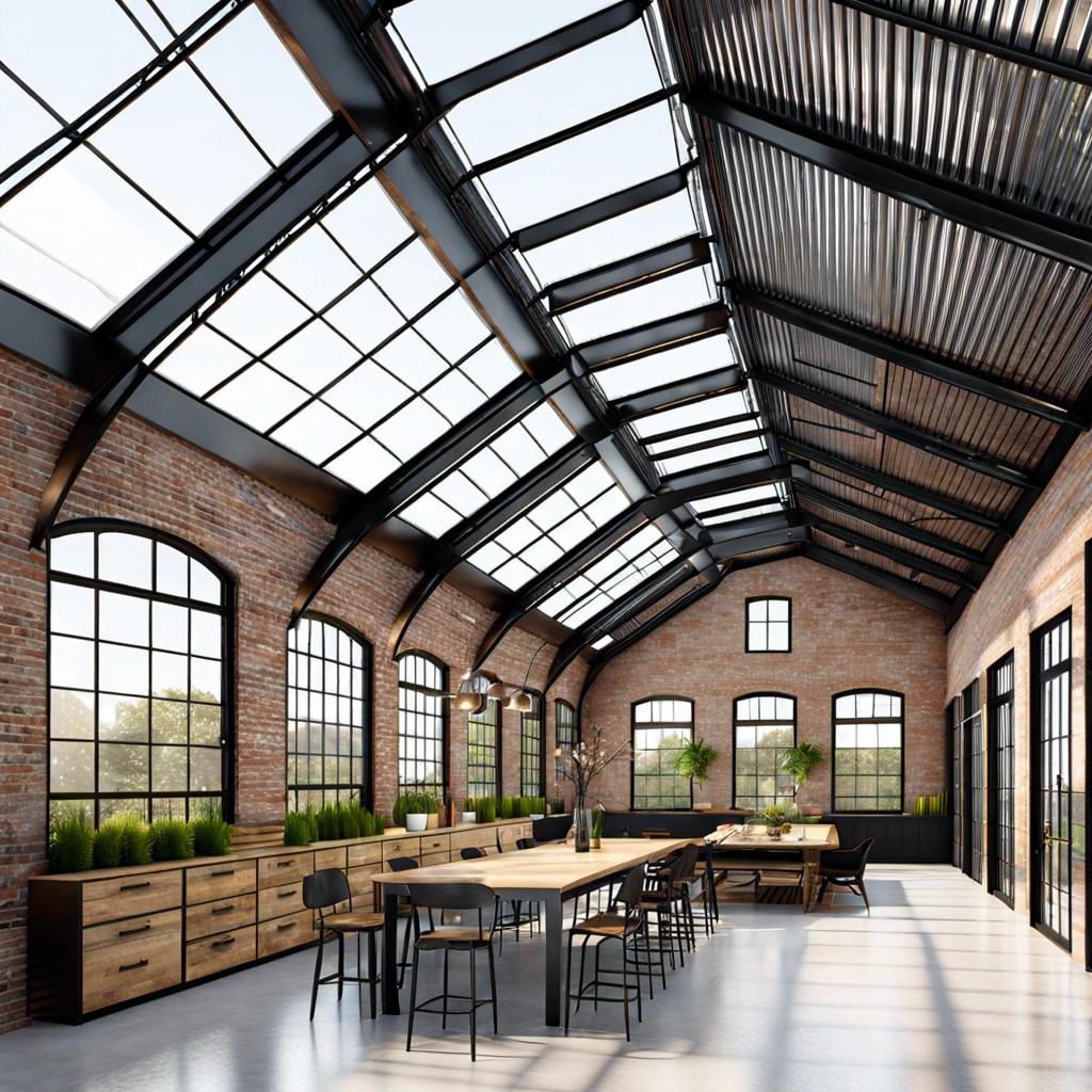 black steel framed skylights for industrial charm