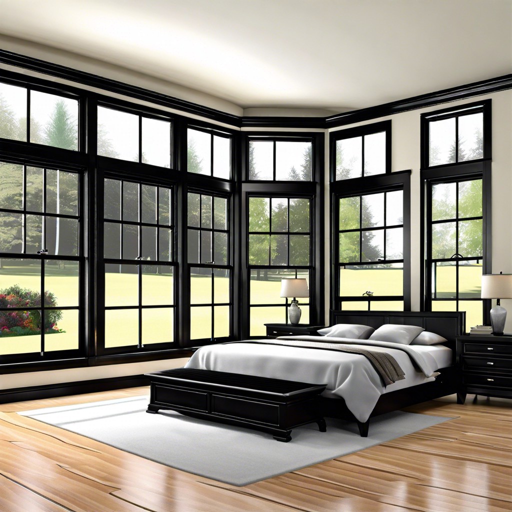 black window casings with frosted privacy glass