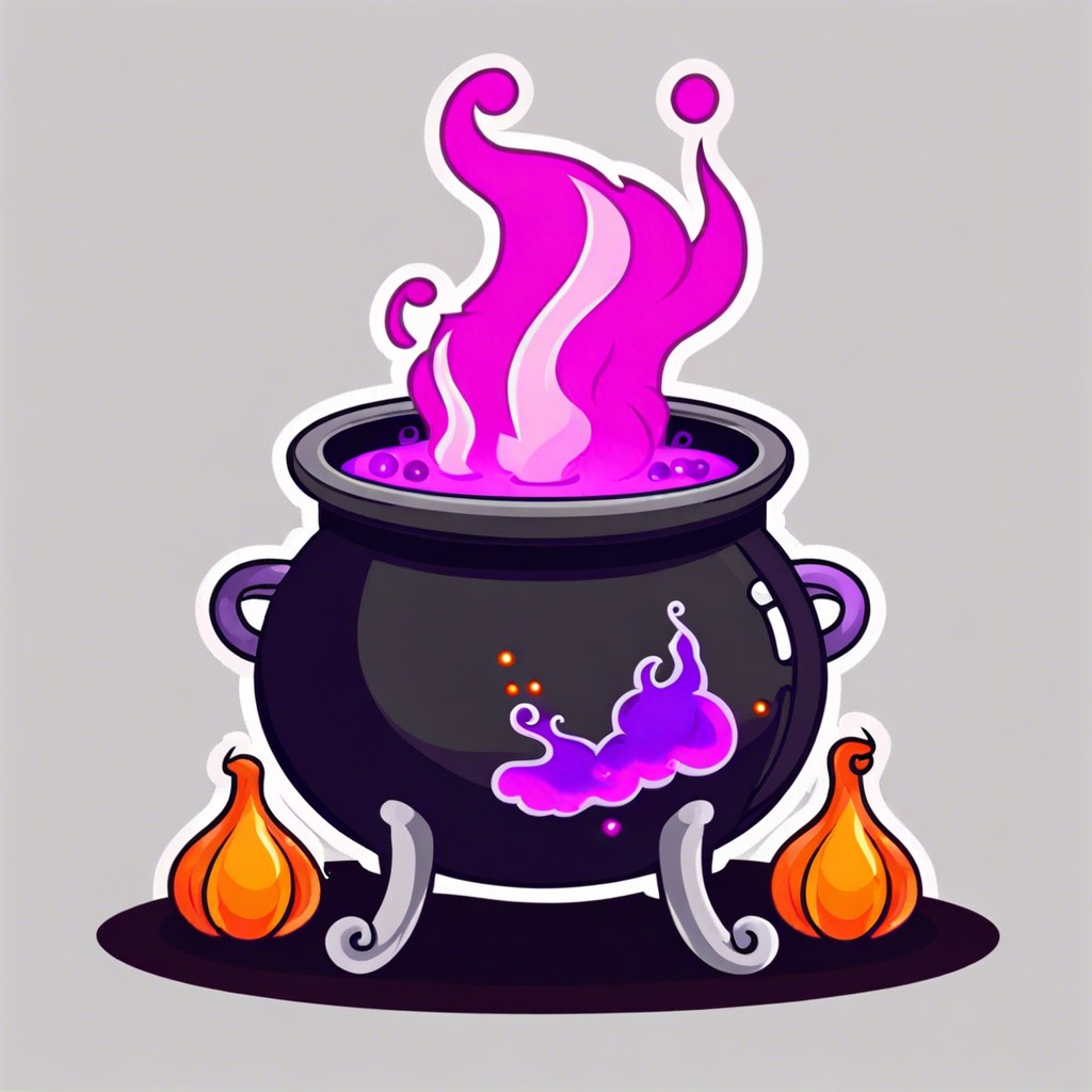 cauldron bubbling with potions