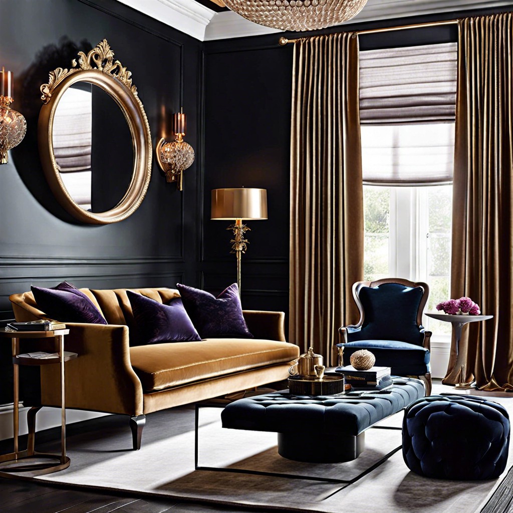 ceiling to floor velvet curtains for a touch of luxury