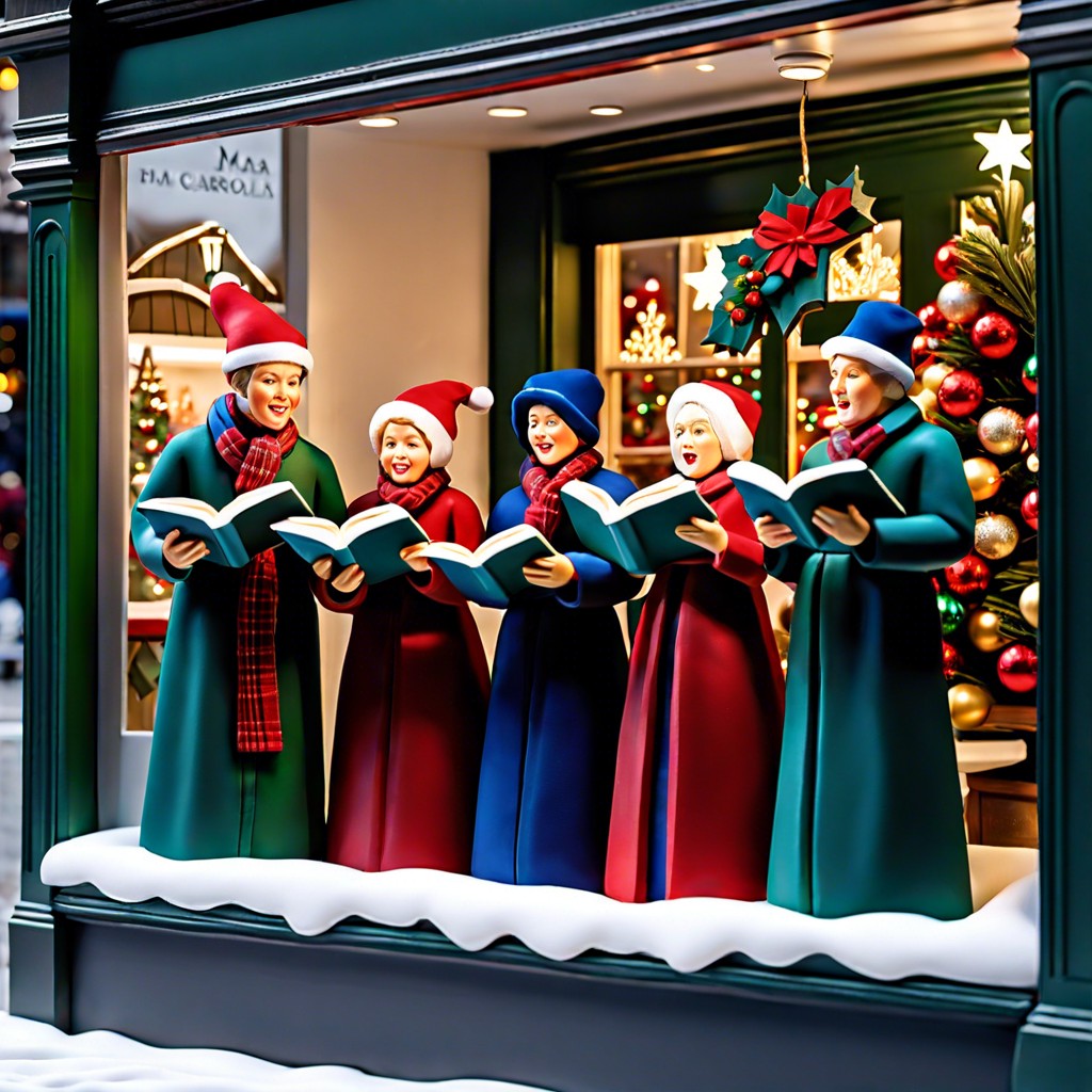 christmas carolers figurines with songbooks