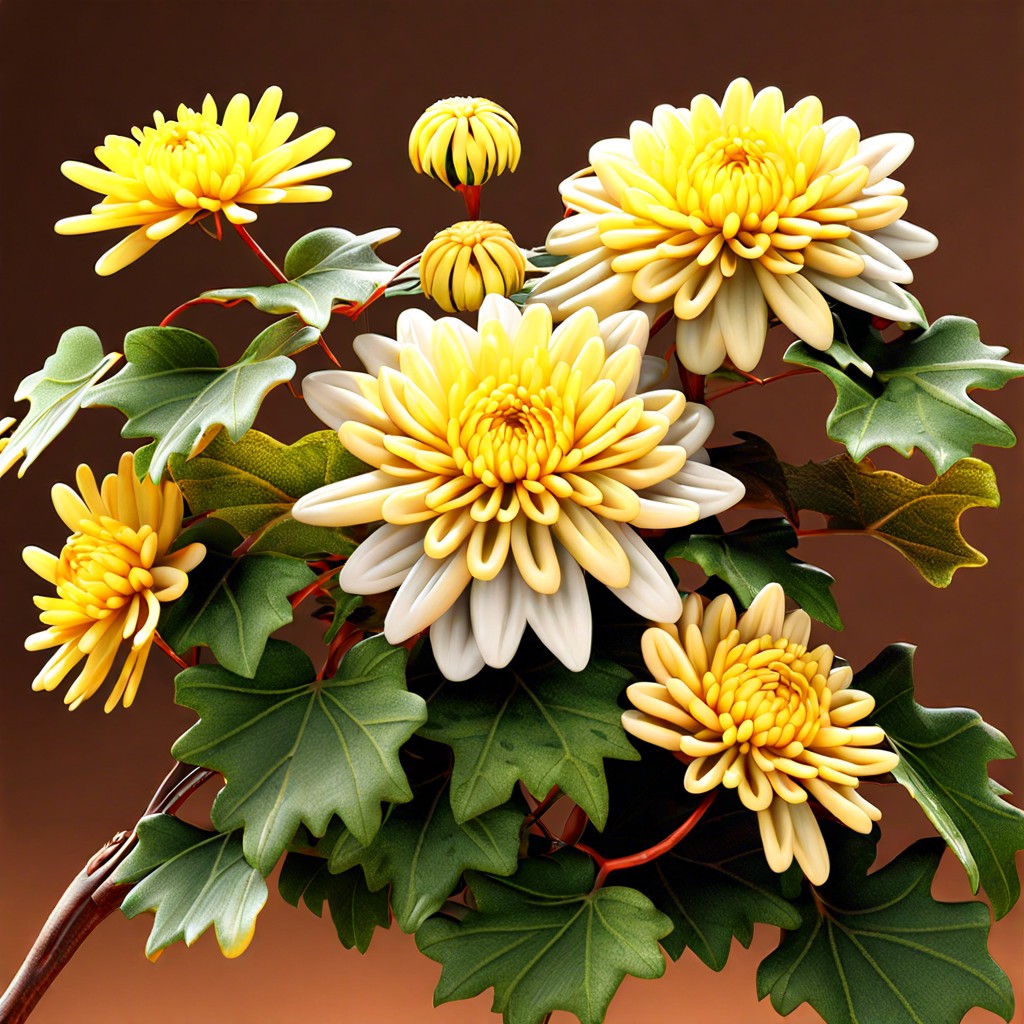 chrysanthemums and ivy