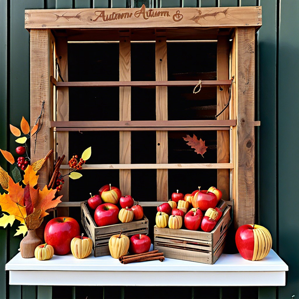 cider corner decorate with apple crates cinnamon sticks and warm cider mugs