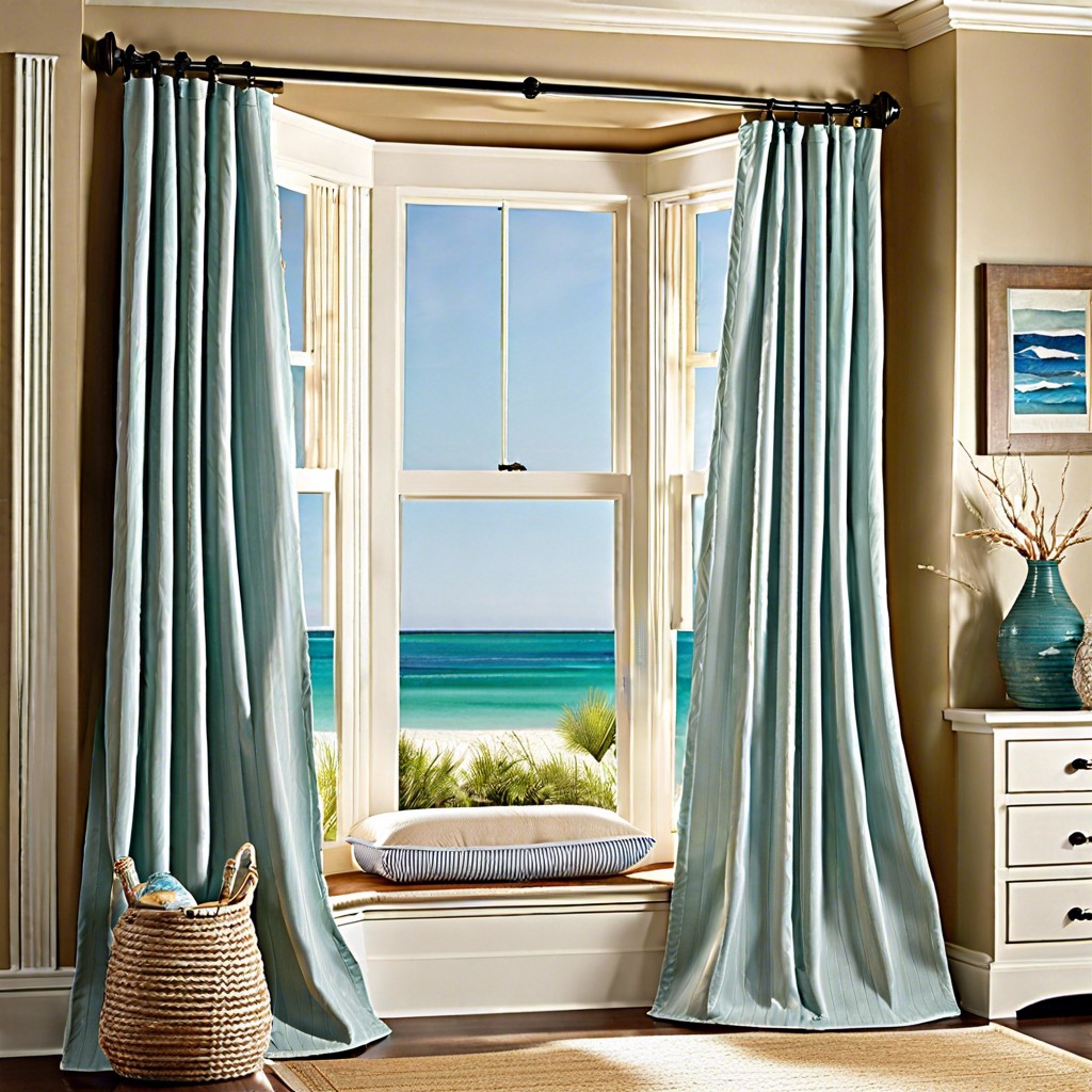 coastal beadboard finish with sheer drapes