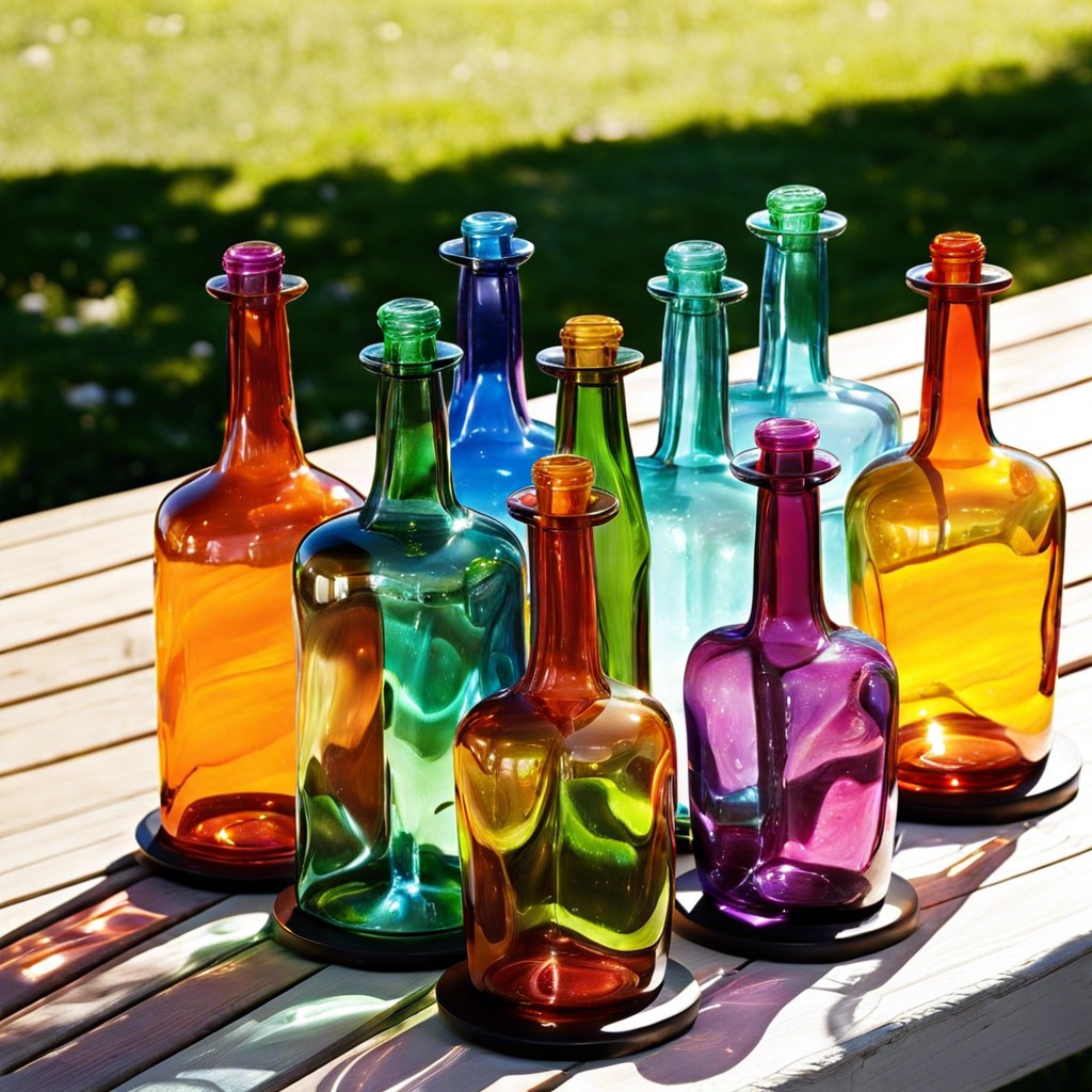 collection of colorful glass bottles