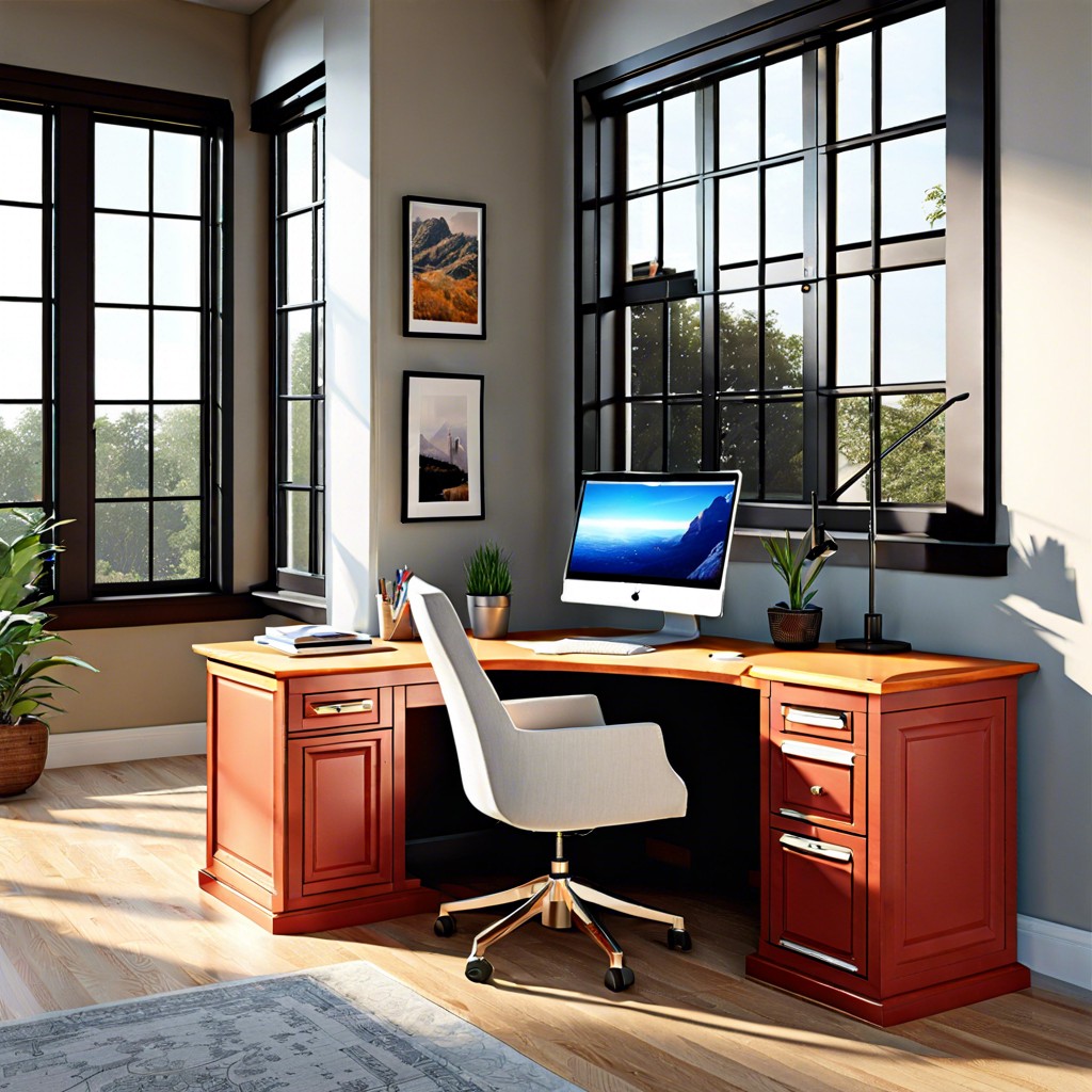 corner window desk fit a custom desk into a corner with windows on both sides for panoramic views