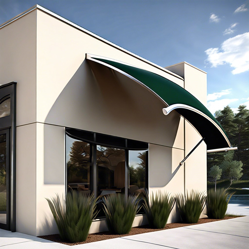 curved aluminum awnings that mimic natural forms like waves or leaves