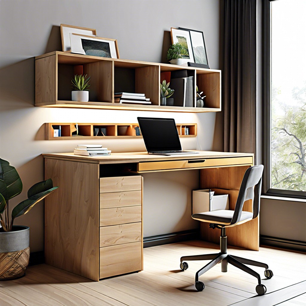 desk with built in storage design the desk with shelving above and cabinets below tailored to the window size and room