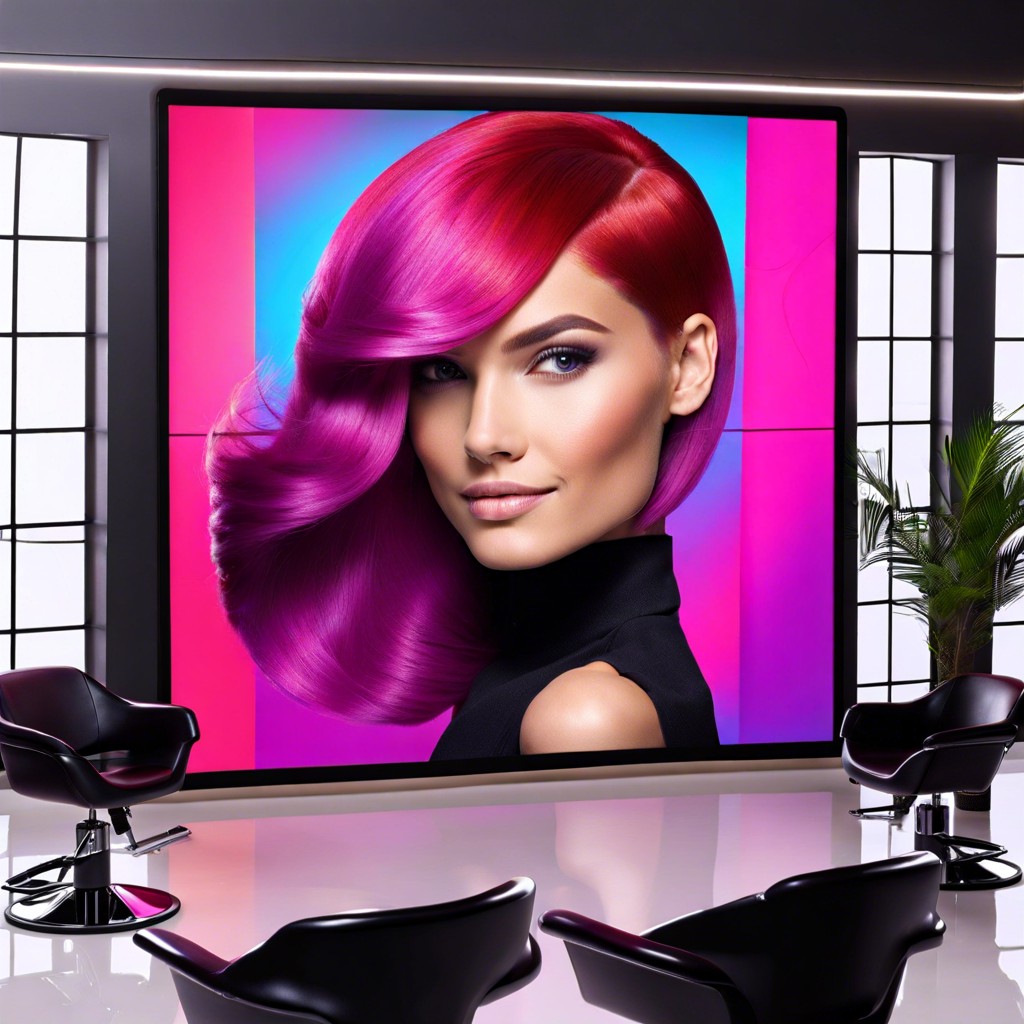 digital screens with hair tutorials