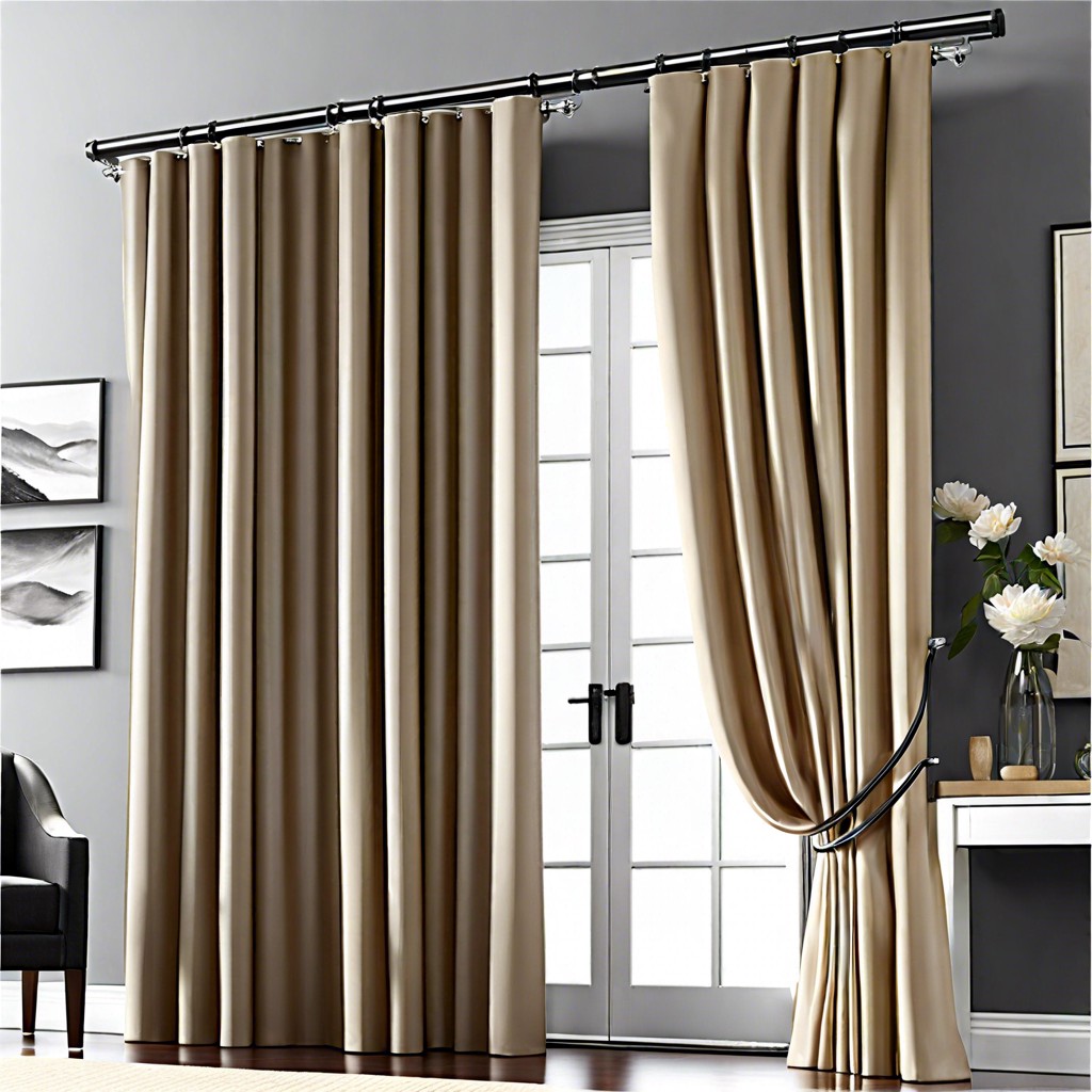 double curtain rods with contrasting fabrics