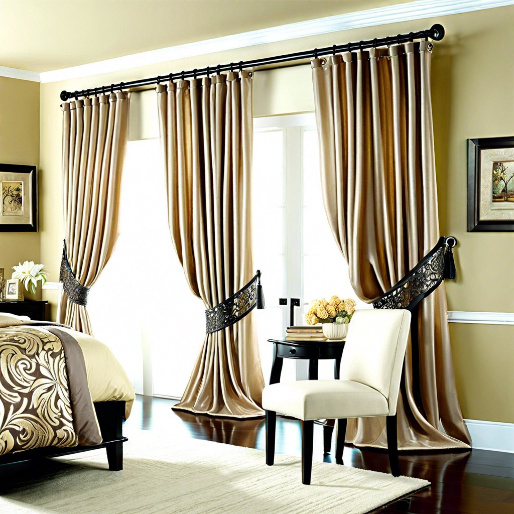 double curtain rods with sheer and opaque fabric