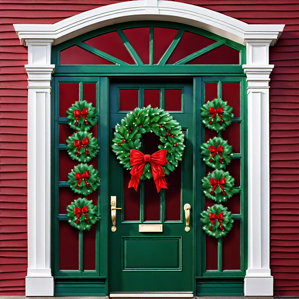 emerald wreaths with red bows