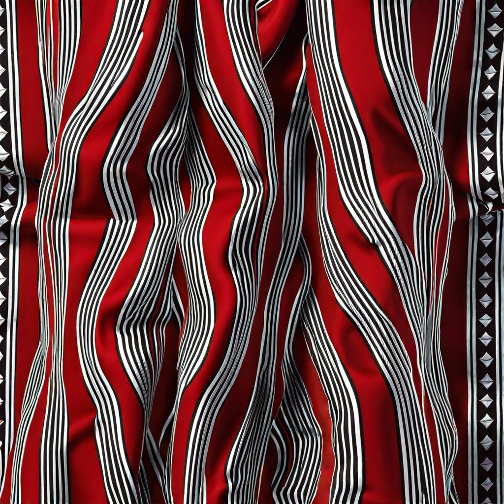 fabric drapes with bold patterns