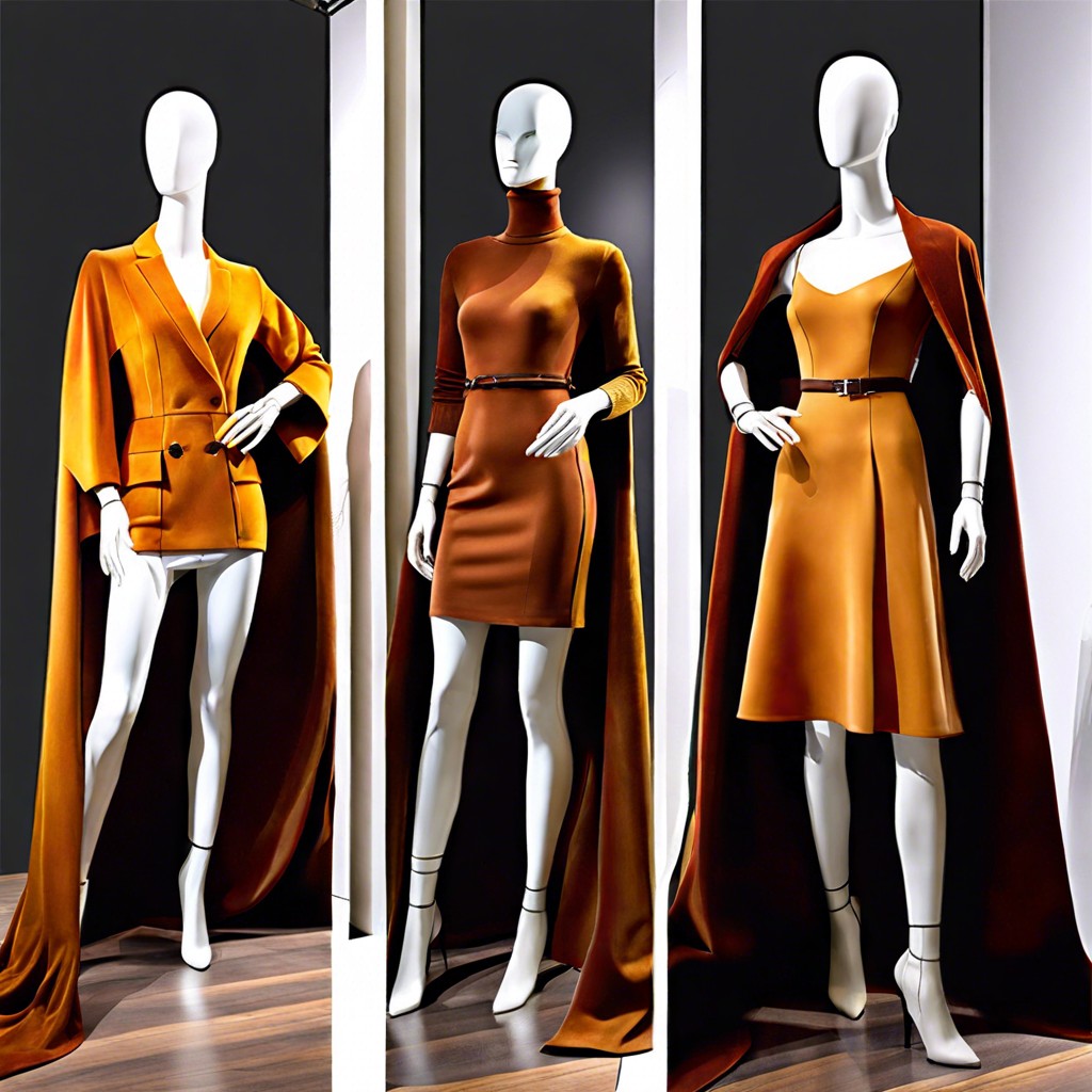 fall fashion forecast mannequins dressed in autumn colors and layers