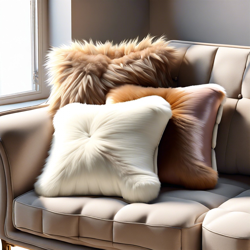 faux fur fun layer faux fur over plush cushions for a touch of glam