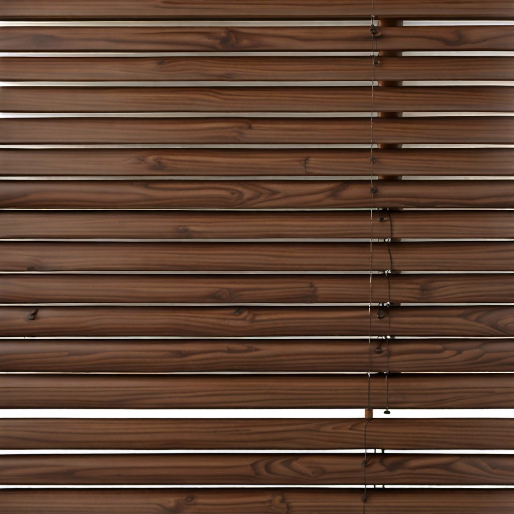 faux wood blinds with dark stains