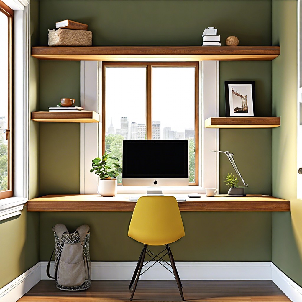 floating shelf desk mount a floating desk directly under the window maximizing space and light
