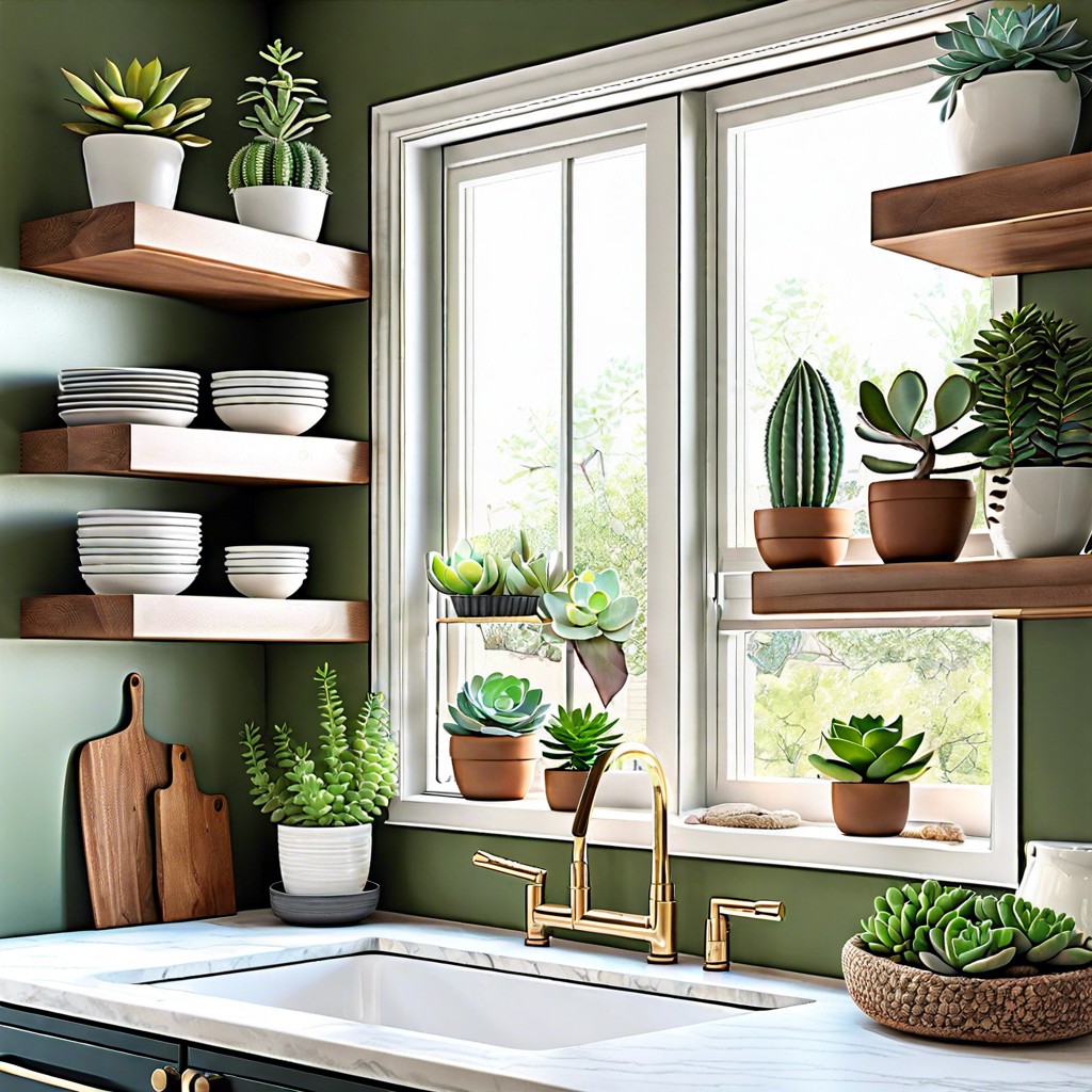 floating shelves with succulents