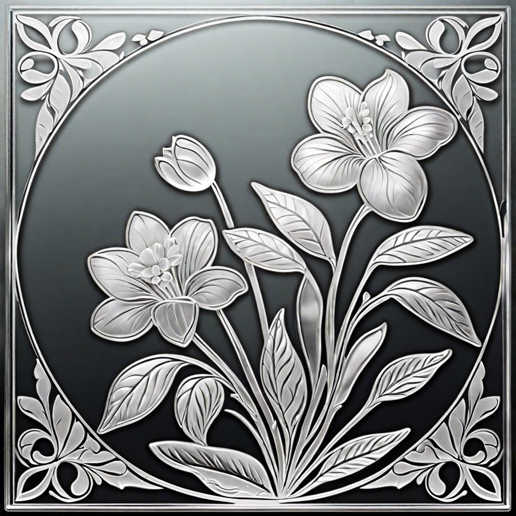 floral etched glass design