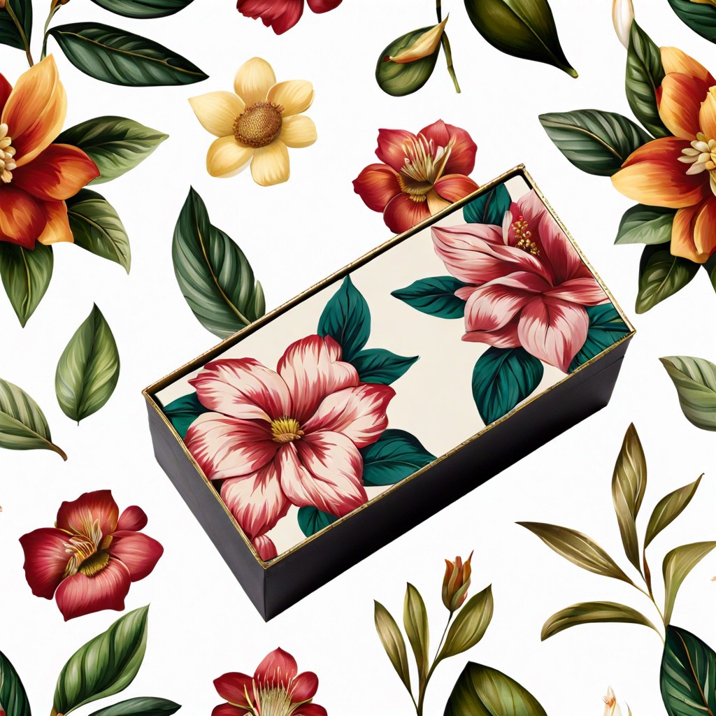 floral patterned fabric covered box