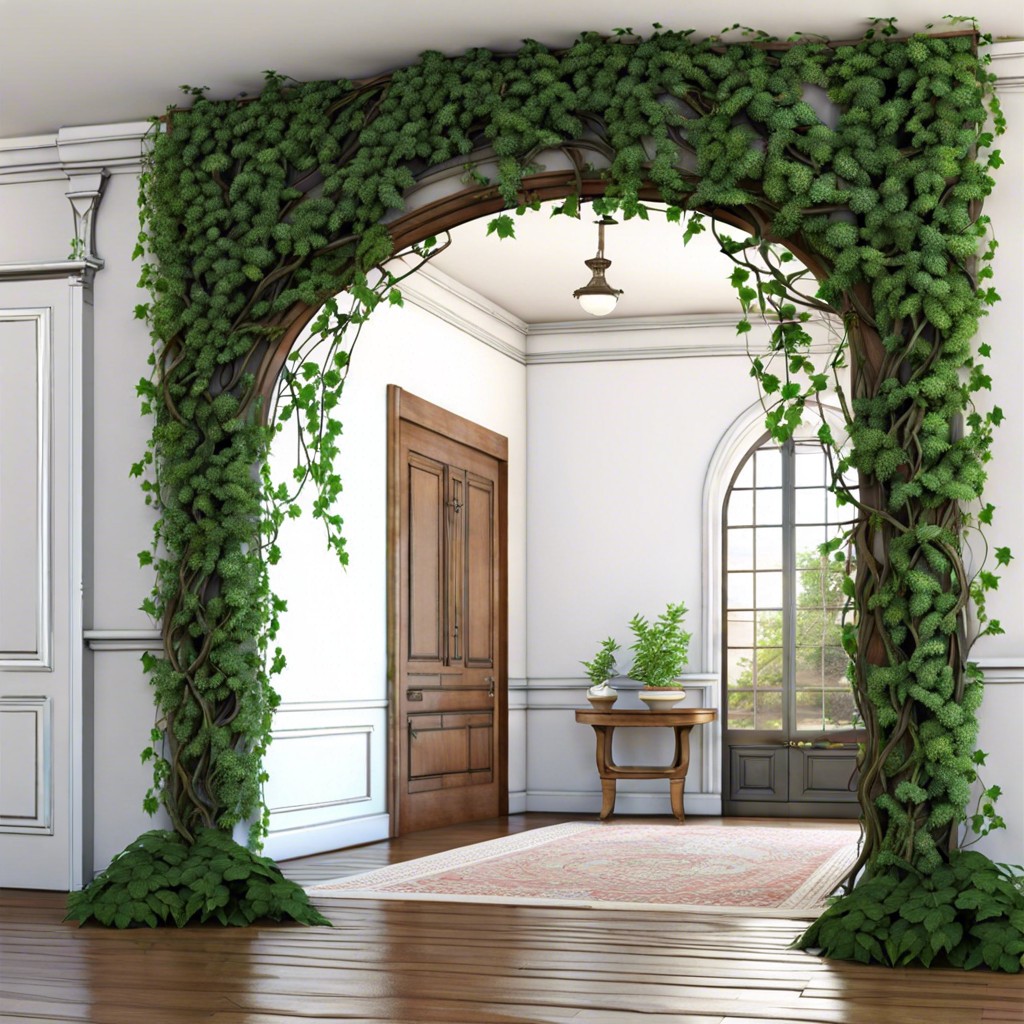 framing the arch with climbing indoor vines