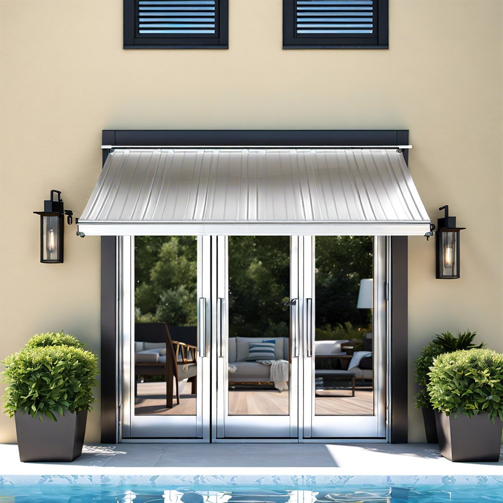 frosted glass aluminum awnings for privacy and light diffusion